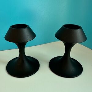 Lenox Modernist Black Candlestick Holders -Pair